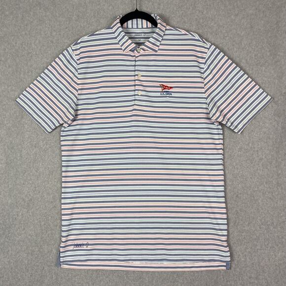 Johnnie O Shirt Mens M Striped Golf Polo Los Angeles Country Club LACC US Open - Picture 2 of 6